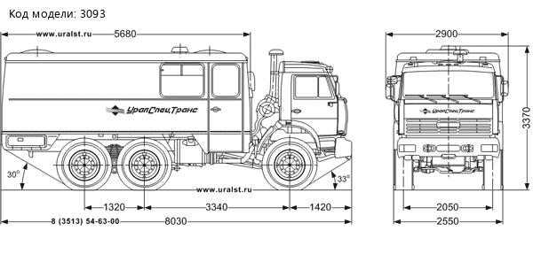 Габаритный чертеж. Грузопассажирский автобус Камаз