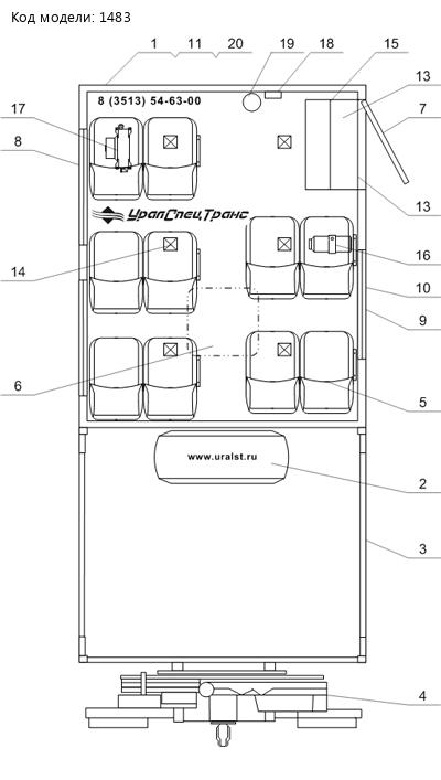 Планировка ГПА Урал 4320-72М с КМУ ИМ-20