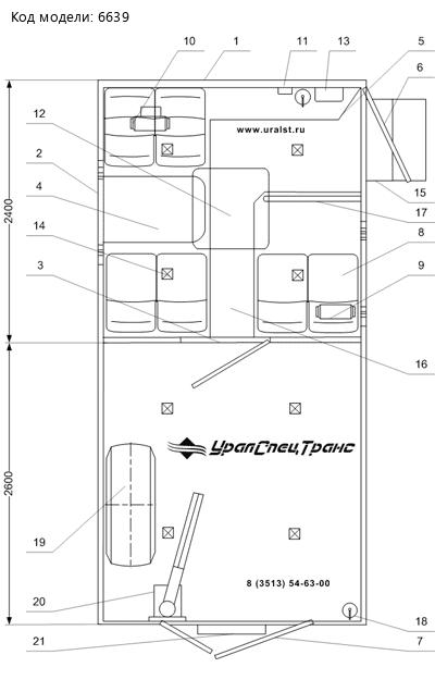 Планировка ГПА 6 мест закрытый кузов