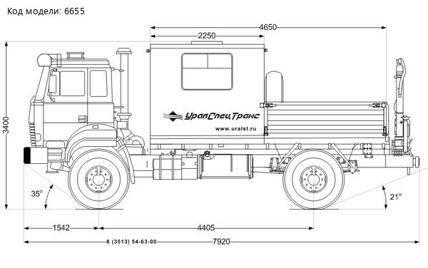 ГПА 6+2 мест открытый кузов Урал 43206-81Е5 с КМУ ИМ-20 УСТ-5453