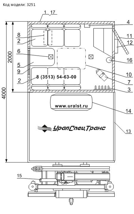 Типовая планировка ГПА Урал 4320 с КМУ ИМ-20