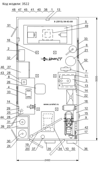 Типовая планировка Камаз ПАРМ 5350-42 с токарным станком