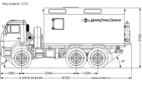 Габаритный чертеж ПАРМ Камаз 5350