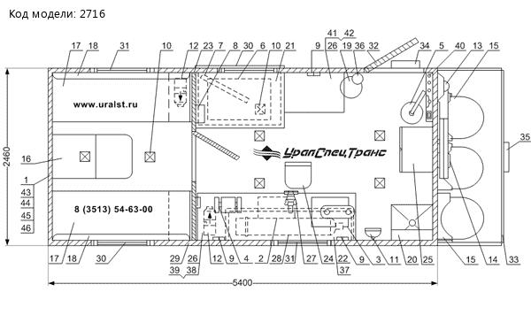 Типовая планировка передвижной авторемонтной мастерской Камаз 43118