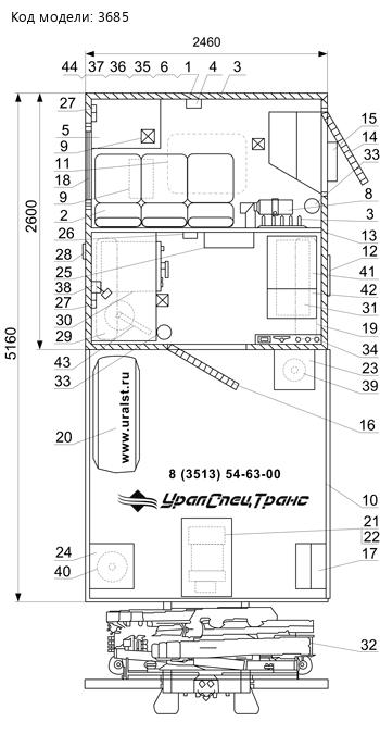 Типовая планировка АРОК Камаз 43118 с КМУ ИМ-55