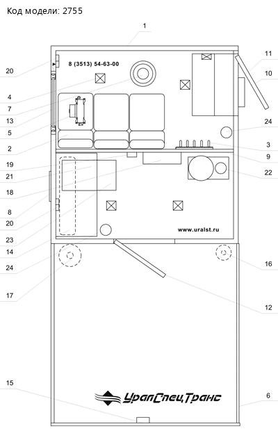 Планировка АРОК Урал 4320-61М с КМУ