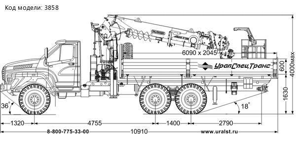 Бортовой с КМУ ИТ-200 (тросовый,люлька, бур) УСТ 5453 Урал NEXT 4320-6951-72