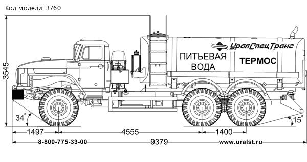 Автоцистерна для питьевой воды АЦПТ-10НО УСТ 5453 Урал 4320-1951-60 насос, обогрев