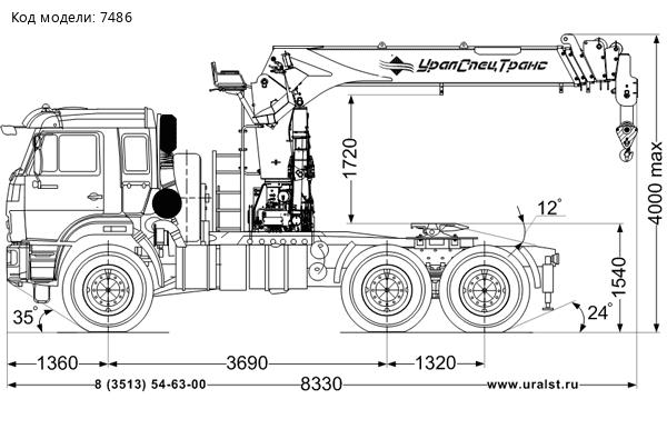 Седельный тягач с КМУ ИТ-180 (тросовый) УСТ 5453 Камаз 43118 сп.м.