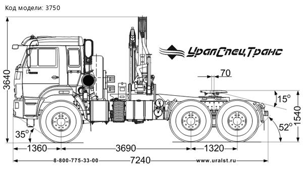 Седельный тягач с КМУ ИМ-150N УСТ 5453 Камаз 43118