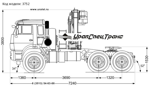 Седельный тягач Камаз 53504-50 с КМУ ИМ-150-04