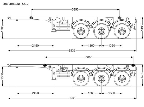 Габаритный чертеж полуприцеп контейнеровоз ППК 30-32-9Б