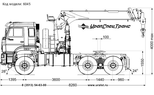  Седельный тягач с КМУ ИТ-180 (тросовый) УСТ 5453 Камаз 65225 