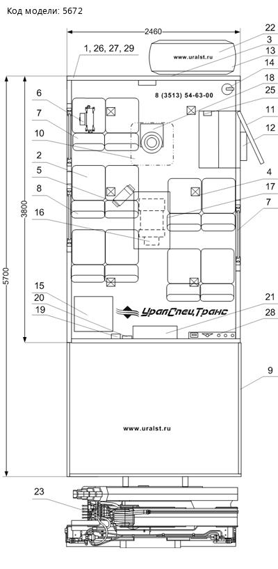 Планировка ГПА Камаз 43118-50 с КМУ