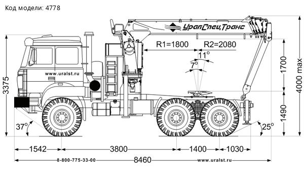 Седельный тягач с КМУ KS-1256G-II УСТ 5453 Урал 44202-82Е5