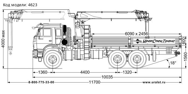 Бортовой автомобиль с КМУ KS-1256G-II (тросовый) УСТ 5453 Камаз 43118 сп.м