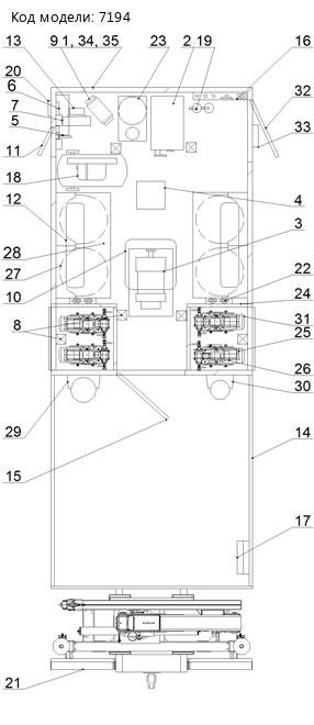 ПЛАНИРОВКА АРОК УСТ 54535В с КМУ ИМ-150  Камаз 43118-3017-50