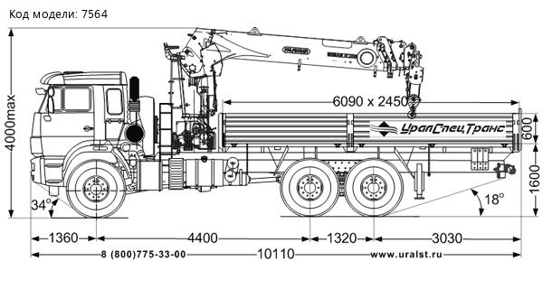 Бортовой автомобиль с КМУ ИТ-200 (тросовый) УСТ 5453 Камаз 43118-50 сп. м.