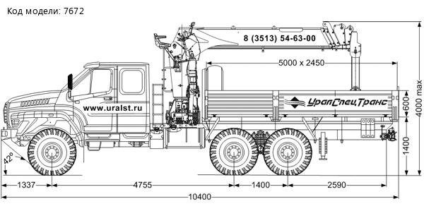Бортовой автомобиль с КМУ ИТ 180 (тросовый) УСТ 5453 Урал 4320-6988-74Е5И06 NEXT, сдвоенная кабина