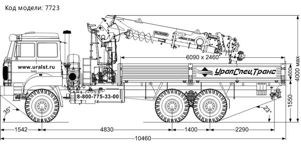 Автомобиль бортовой с КМУ ИТ-200 (тросовый, люлька, бур) УСТ 5453 Урал 4320-80, сп.м