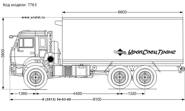 Изотермический фургон с КУ УСТ 5453 Камаз 43118-50 сп. м. тушевоз