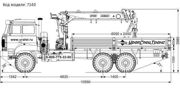 Бортовой автомобиль УСТ 5453PH ИТ-150, на шасси Урал 4320-80Е5 сп.м.,