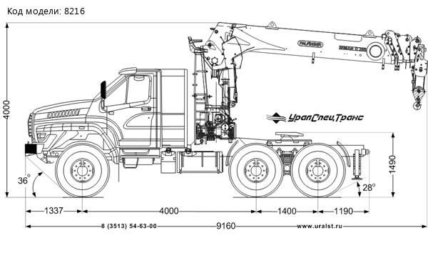 Седельный тягач с КМУ ИТ-200 (тросовый) УСТ 5453 Урал 44202-82Е5 сп.м.