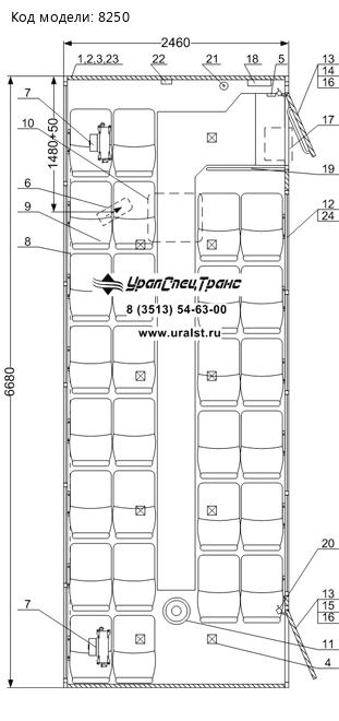 Планировка АВТОБУС ВАХТОВЫЙ 28+2 УСТ 5453 УРАЛ NEXT 4320-72Е5