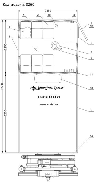 Планировка ГПА 6+2 откр. с КМУ ИМ-55 УСТ 54535В Камаз 43118-23027-50, сп. м