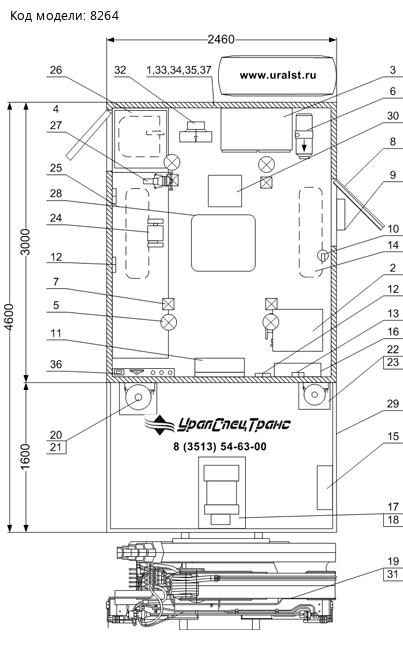 Планировка ПАРМ с КМУ ИМ-95 УСТ 5453 Камаз 43118-50, сп.м