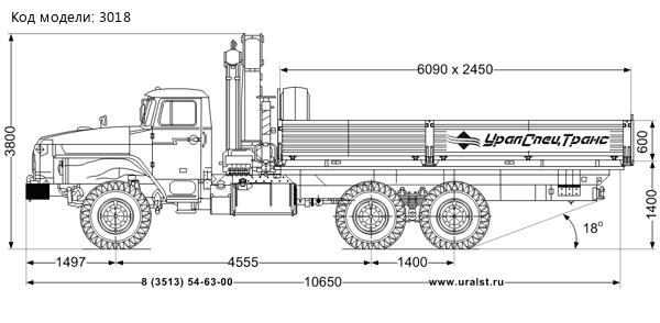 Бортовой автомобиль с КМУ ИМ-180 УСТ 5453 Урал 4320-1951-60 