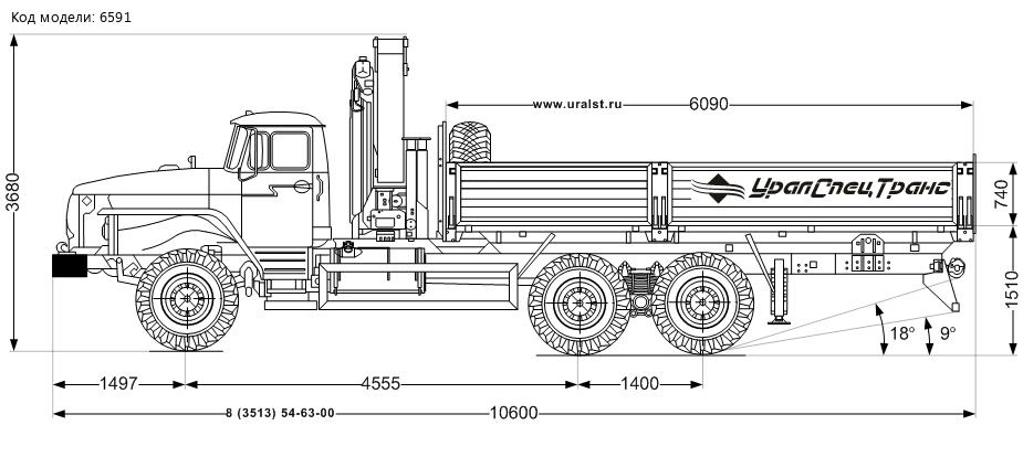 Бортовой с КМУ ИМ-320 УСТ 5453 Урал 4320-1951-60