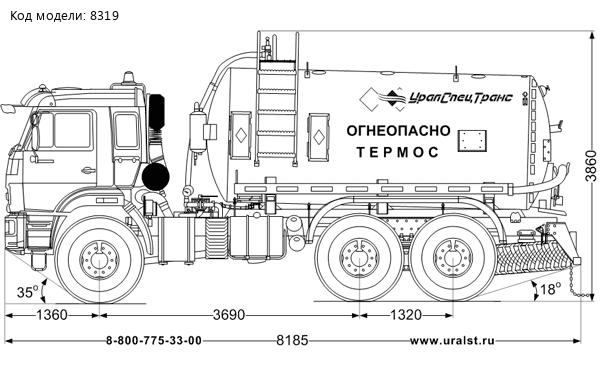 Автоцистерна АКН-10T КО УСТ 5453 Камаз 43118-50 термос, сп.м., доработка под ДОПОГ, ревизионный люк