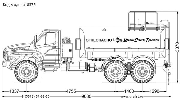 Автотопливозаправщик АТЗ-11Б УСТ 5453 Урал NEXT 4320-6951-72 без стяжных лент