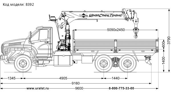 Бортовой с КМУ ИТ-150 (тросовый) УСТ 5453 Урал NEXT 73945-01