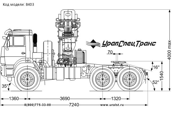 Седельный тягач с КМУ ОМТЛ-120-02 УСТ 5453 Камаз-43118-50