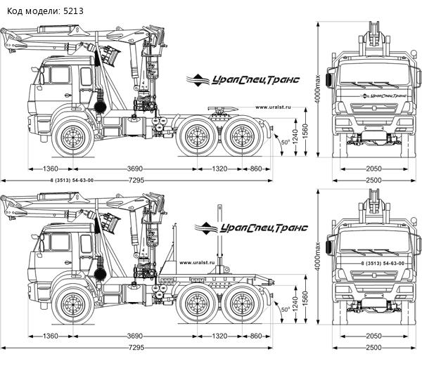 Автомобиль-трансформер тягач Камаз 53504-46 с гидроманипулятором ОМТЛ-97