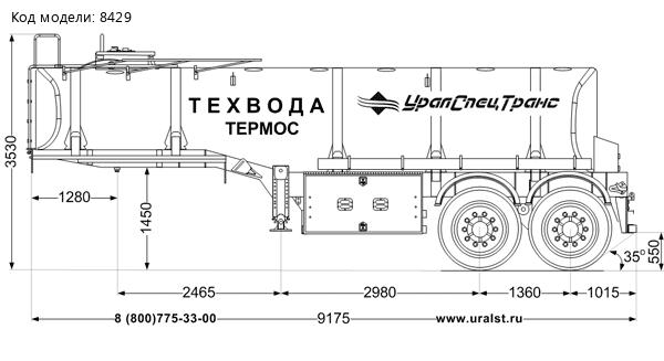 Полуприцеп цистерна для технической воды ППЦТВ 20Т-21 УСТ 9465