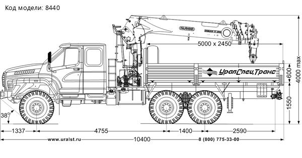 Бортовой автомобиль с КМУ ИТ 200 (тросовый) УСТ 5453 Урал NEXT 4320-6981-74, сдвоенная кабина