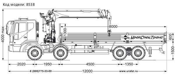 Бортовой автомобиль с КМУ ИТ-180 Daewoo CR9CS 8x4 LONG CARG