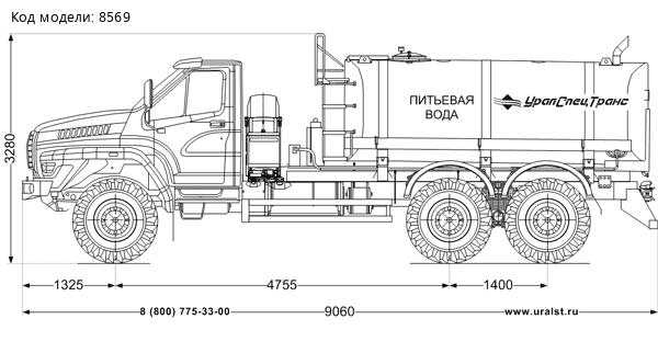 Автоцистерна АЦПТ-8НО УСТ 5453 Урал NEXT 4320-6951-72 насос, обогрев