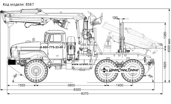 Автомобиль лесовоз УСТ 54538D на шасси Урал 5557-60Е5