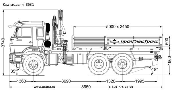 Бортовой автомобиль с КМУ ИМ-150 УСТ 5453 Камаз 43118 сп.м