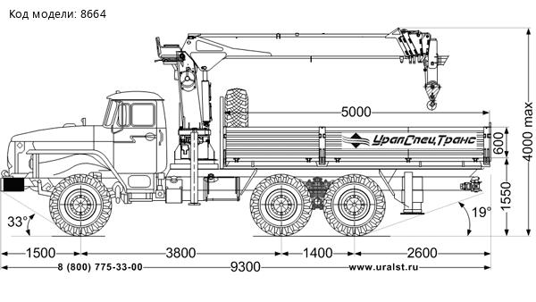 Бортовой автомобиль с КМУ Kanglim KS1256 (тросовый) УСТ 5453 Урал 5557-60 