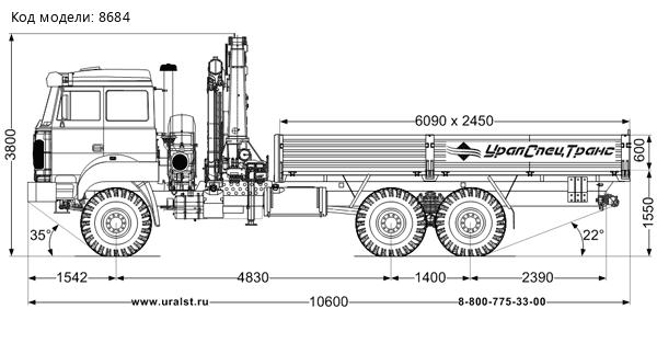 Бортовой автомобиль с КМУ ИМ-240 УСТ 5453 Урал 4320-4971-82 сп.м.