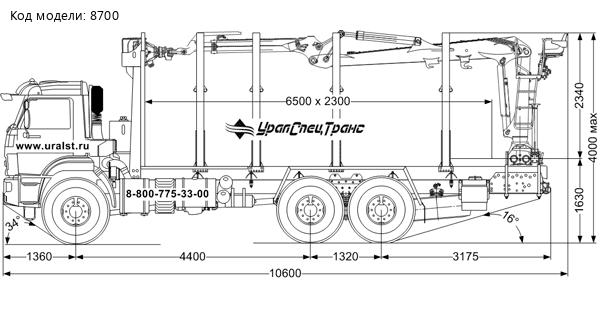 Сортиментовоз с манипулятором VPL100-76L УСТ 5453 Камаз-43118-50