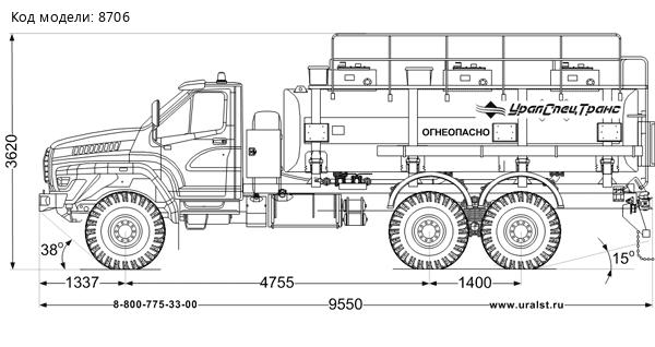 Автотопливозаправщик АТЗ-12-3Б УСТ 5453 Урал NEXT 4320-6951-72 доработка под ДОПОГ