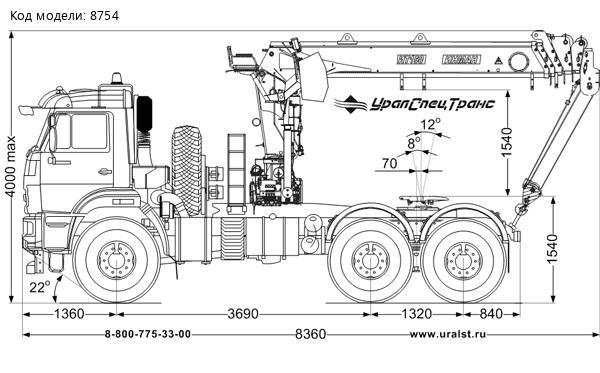 Седельный тягач с КМУ ИТ-150 (тросовый) УСТ 5453 Камаз 43118-50 ДОПОГ