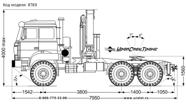 Седельный тягач с КМУ ИМ-320-04 УСТ 5453 Урал 44202-82Е5 (б/у 2021 г.в.)