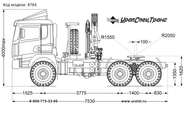 Седельный тягач с КМУ ИМ-150N SHACMAN SX32586T385 6х6